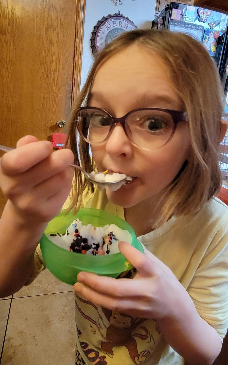 Classic snow ice cream, Snow ice cream with milk, Real-snow Kool-Aid snow cones, Coffee snow