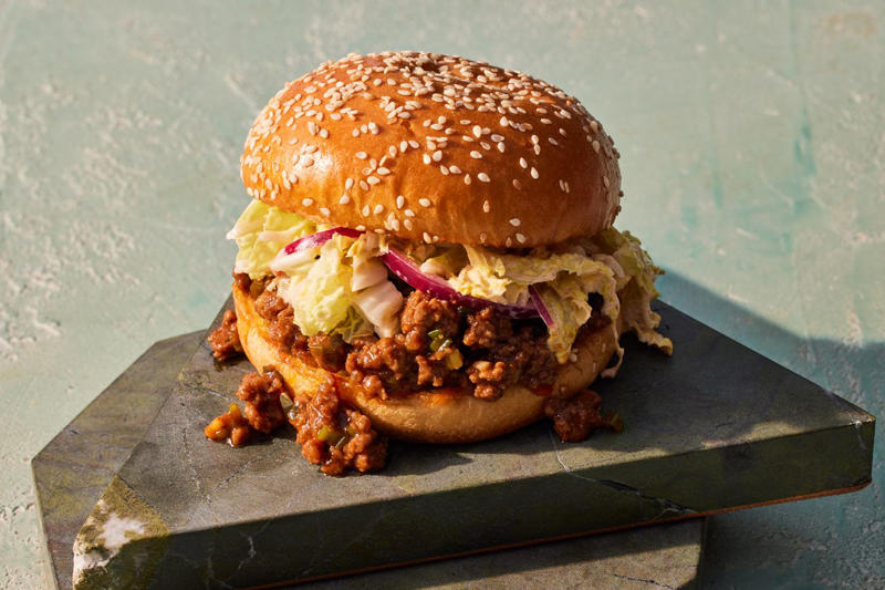Grilled Burgers Stuffed with Pimiento Cheese, Super-Fast Classic Lasagna, Classic Meatloaf, Picadillo, Classic Beef Chili, Patty Melts with Charred Scallion–Chipotle Mayo, Beef and Cheese Red Chile Enchiladas, Bolognese Meat Sauce, Mini Potato, Steak, and Chorizo Pies, Ground Beef Bulgogi Sloppy Joes with Fiery Napa Slaw, Ground Beef Lasagna, Juicy Lucy Cheeseburger, Beef-and-Fonio Meatballs with Sweet Potato Stew, Lamb and Beef Burek, Poblanos Rellenos de Picadillo Dulce, Frito Pie, Gina Mae's Baked Beans, Baked Shells with Pesto, Mozzarella, and Meat Sauce, Japanese-Style Chili Burgers with Yuzu Mayo, Sogogi Oi Bokkeum (Korean Stir-Fried Cucumber and Beef), Tex-Mex Cavatappi, Grilled Meatballs with Mint and Za'atar, Garlic Beef and Onion Congee, Hamburger Helpa, Beef Keema, Mini Panamanian Beef Empanadas, Spiced Harissa Ragù with Tahini Yogurt, Beef and Vegetable Pot Pie with Cheddar Biscuits, Nachos in a Bag, Soboro Donburi (Gingery Ground Beef with Peas over Rice), Taco Dip, Hungarian Beef and Potato Soup, Thai-Style Beef Salad Over Angel Hair Pasta