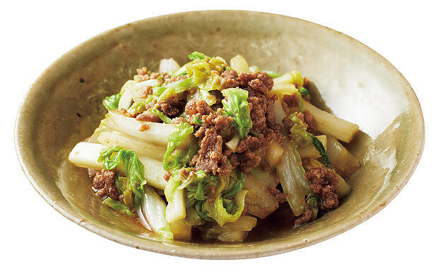 ほぐし具合で食感も変わる＜ひき肉＞を使った副菜, 合びき肉とブロッコリーのトマトスープ, ひき肉とにんじんの梅バター蒸し, 肉みそとキャベツのサラダ, ひき肉と白菜の甘辛そぼろ煮, ひき肉とれんこんのスパイシーソースきんぴら, ひき肉と大根のペッパーチーズ蒸し