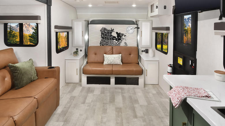 Ride in a towed RV, Walk around in the RV, Take a nap in the back, Install a car seat, Drink anywhere you want