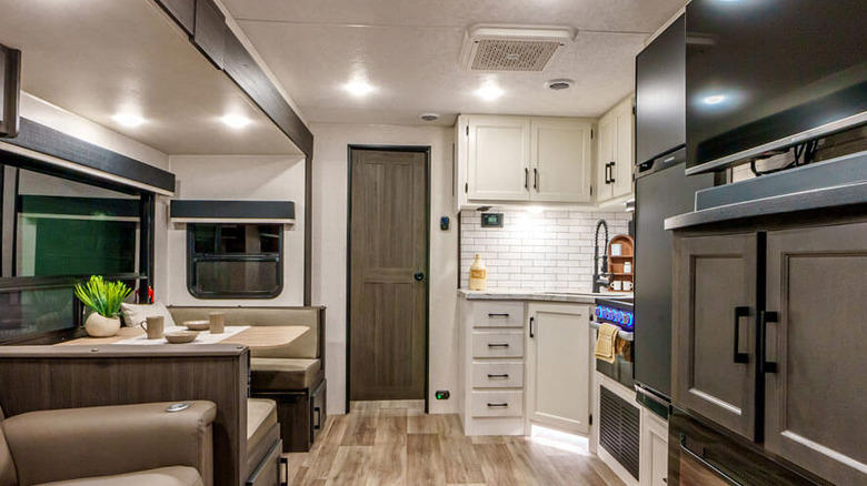 Ride in a towed RV, Walk around in the RV, Take a nap in the back, Install a car seat, Drink anywhere you want