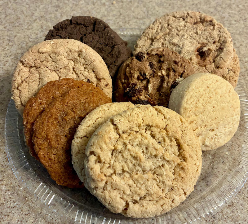 No. 7: Oatmeal Raisin (Vegan) , No. 6: Double Dutch Vegan Chocolate Chip , No. 5: Chocolate Chip (Vegan), No. 4: Salted Peanut Butter (grain-free) , No. 3: Brown Butter Chocolate Chip , No. 2: Brown Butter Short Bread (egg free) , No. 1: Oatmeal Coconut (Vegan)