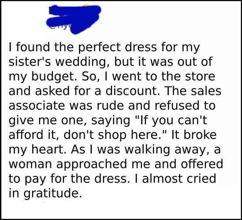 Holiday Guilt and Sob-Story Scams, Outrageous Online Haggle Requests, Playing the Sympathy Card, Freebies at Weddings, Babysitting, and Birthdays, Teaching a Lesson, Playing the Game, Water it Down, Wedding Snub, Six Strings, Zero Tact, Work for Free, Mates Rates, Dampen the Mood, How Sweet, Black Friday Disappointment, Throw the Book at Thieves, Thank You for Your Non-Service, Very Important Customer, Garage Sale Scandal, Say Yes to the Dress, Don’t Bite the Hand That Feeds You, Free Tickets?, What a Car Crash, Shape Up, When the Math Aint Mathing, All Vets Are Off, Driving Us Crazy, Daylight Robbery, Practically Perfect in Every Way, Birthday Present Backlash, A Big Ask, The Sausage Thief, Broken Record, No Good Deed Goes Unpunished, Dine and Dash, Points Were Made, Penny-Pinching Prenuptials, Clean Up Your Manners, Wife Material, True Bully, Think of the Children, Take It or Leave It, Hard Luck Tale, The Rich Get Richer, Teen Discount, Birthday Wishes, Pizza Party, Tinder Fail, Birthday Boldness, Trick or Treat?, Looking Back at It All, Why People Push For Discounts, When Asking Crosses The Line, How Sellers Can Handle It, Parting Thought: Be Human