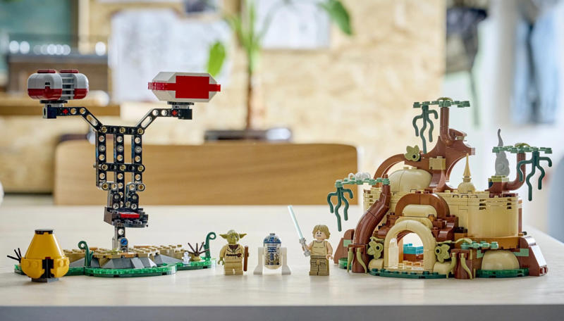 Luke’s Landspeeder – £34.99, AT-ST Attack on Endor – £44.99, Yoda’s Hut and Jedi Training – £59.99, Mos Eisley Cantina – £69.99, Millennium Falcon – £89.99