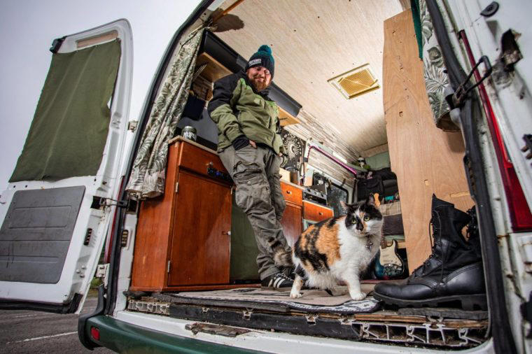 Taking the prospect of full-time van life seriously, A dream come true, His cat Mini for company, A sense of freedom, The downsides: Love life