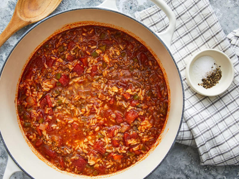 My Chili, Classic, Hearty Beef Stew, Slow Cooker Creamy Chicken Taco Soup, Kale, White Bean, and Farro Stew, Oh-So-Good Chicken Vegetable Soup, Caldo Gallego (Galecian Broth), Stuffed Pepper Soup, West African-Style Peanut Stew with Chicken, Creamy Pork Stew, Chef John's Beef and Barley Stew, One-Skillet Hearty Chili and Cornbread, Hearty Chicken and Rice Soup, Hearty Hamburger Soup, Matzo Ball Soup, Quick and Hearty Corn Chowder, Absolutely Ultimate Potato Soup, Bryan's Spicy Red Lentil Soup, Creamy Italian White Bean Soup, Creamy Chicken and Wild Rice Soup, Delicious Ham and Potato Soup, Ranch Taco Soup, Hearty Italian Meatball Soup
