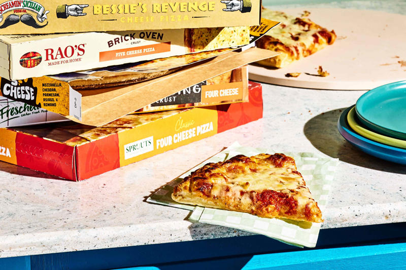 How we selected pizzas, How we tested, Best overall: Tombstone Original Thin Crust 5 Cheese Pizza, Best thick-crust pizza: Freschetta Naturally Rising Crust Four Cheese Pizza, Best for cheese lovers: Screamin’ Sicilian Bessie’s Revenge Cheese Pizza, Best for DIY toppings: Sprouts Classic Four Cheese Pizza, The full list of contenders, ranked from highest to lowest