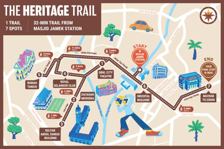 Kuala Lumpur Downtown Map, The Heritage Trail, The Museum Trail, The Artsy Trail, The Nature Trail, The Divine Trail, The Shopping Trail, The Family Trail, Download MyRapid PULSE to view the maps in full resolution