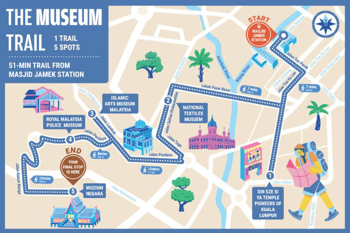 Kuala Lumpur Downtown Map, The Heritage Trail, The Museum Trail, The Artsy Trail, The Nature Trail, The Divine Trail, The Shopping Trail, The Family Trail, Download MyRapid PULSE to view the maps in full resolution