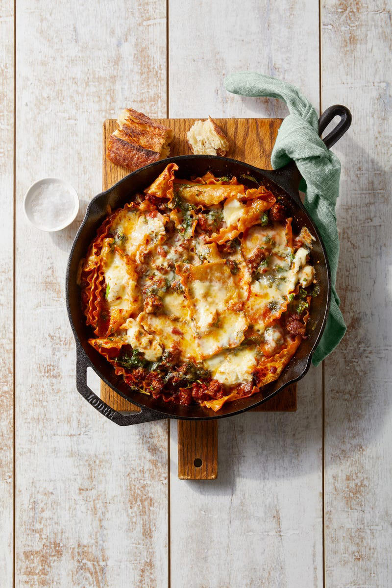 Spinach and Zucchini Baked Ziti, Verde Chicken Enchilada Casserole, Shepherd's Pie, Cracker-Topped Creamy Chicken and Rice, Sausage and Cheese Lasagna