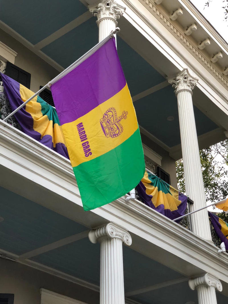 Fat Tuesday , Bead Throwing, Rex, the King of the Carnival, Purple, Gold, and Green, King Cake, Zulu Coconuts, Flambeaux, Worldwide Revelry
