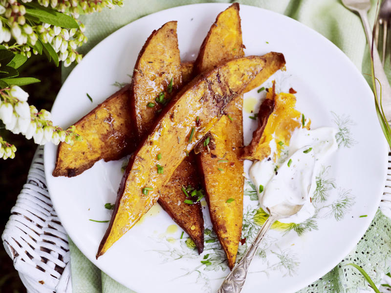 Sweet potato tips, What to serve with sweet potatoes, Choosing and storing tips, Kohlrabi & sweet potato rosti with cashew dip , Sweet potato pizza with fig and pancetta , Slow-cooked pork belly with crushed sweet potato , Sweet potato rösti with haloumi and tomatoes , Pumpkin and sweet potato pie , Tomato, chorizo and sweet potato hotpot , Sweet potato brownies with espresso topping , Roasted sweet potato with green goddess dressing , Air fryer sausages with sweet potato hash browns , Ocean trout salad with edamame miso dressing , Slow cooker chickpea and sweet potato curry , Haloumi schnitzel with sweet potato chips , Lamb neck chop and lentil stew with kumara carrot mash , How to make sweet potato/kumara mash , Sweet potato rösti with roasted vegetables , Sweet potato and tuna rissoles with spicy hummus , Nut-crusted barramundi with spiced kumara wedges , Vegetarian Thai yellow curry , Kumara, prosciutto and smoked mozzarella flatbreads , Kumara rösti with portobello mushrooms , Spiced sweet potatoes with whipped chive butter , Sweet potato, mint and goat’s cheese tartlets , Spiced sweet potato tart , Sweet potato bubble and squeak , Red curry coconut chicken with sweet potato , Healthy kumara and turkey burgers , Beetroot, ricotta, & hazelnut tart with sweet potato pastry , Moroccan fish and chips , Jacket sweet potato sloppy joes , Chicken and kumara sandwiches , Eggplant and sweet potato curry , Spicy kumara sausage rolls , Kumara and ‘chorizo’ tacos , Makrut lime and red curry fish parcels , Broccoli and walnut stuffed sweet potato , Maple gingerbread muffins with kumara butter , Lamb, kumara and almond curry , Creamy lamb, kumara and ginger korma , Sweet potato, pumpkin and potato soup , Dukkah beetroot & kumara skewers , Indian-spiced quinoa cakes with tomatoes , Moroccan sweet potato bake , Roast kumara and pear salad with crunchy chickpeas , Spelt pizza with kumara & goat’s cheese , Do you have recipes for potato salads?, More potato recipes