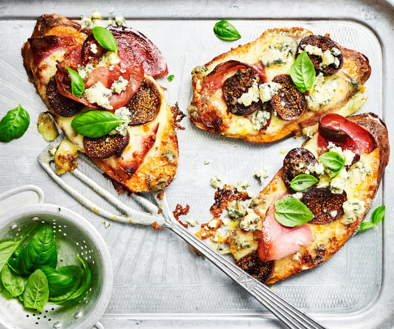 Sweet potato tips, What to serve with sweet potatoes, Choosing and storing tips, Kohlrabi & sweet potato rosti with cashew dip , Sweet potato pizza with fig and pancetta , Slow-cooked pork belly with crushed sweet potato , Sweet potato rösti with haloumi and tomatoes , Pumpkin and sweet potato pie , Tomato, chorizo and sweet potato hotpot , Sweet potato brownies with espresso topping , Roasted sweet potato with green goddess dressing , Air fryer sausages with sweet potato hash browns , Ocean trout salad with edamame miso dressing , Slow cooker chickpea and sweet potato curry , Haloumi schnitzel with sweet potato chips , Lamb neck chop and lentil stew with kumara carrot mash , How to make sweet potato/kumara mash , Sweet potato rösti with roasted vegetables , Sweet potato and tuna rissoles with spicy hummus , Nut-crusted barramundi with spiced kumara wedges , Vegetarian Thai yellow curry , Kumara, prosciutto and smoked mozzarella flatbreads , Kumara rösti with portobello mushrooms , Spiced sweet potatoes with whipped chive butter , Sweet potato, mint and goat’s cheese tartlets , Spiced sweet potato tart , Sweet potato bubble and squeak , Red curry coconut chicken with sweet potato , Healthy kumara and turkey burgers , Beetroot, ricotta, & hazelnut tart with sweet potato pastry , Moroccan fish and chips , Jacket sweet potato sloppy joes , Chicken and kumara sandwiches , Eggplant and sweet potato curry , Spicy kumara sausage rolls , Kumara and ‘chorizo’ tacos , Makrut lime and red curry fish parcels , Broccoli and walnut stuffed sweet potato , Maple gingerbread muffins with kumara butter , Lamb, kumara and almond curry , Creamy lamb, kumara and ginger korma , Sweet potato, pumpkin and potato soup , Dukkah beetroot & kumara skewers , Indian-spiced quinoa cakes with tomatoes , Moroccan sweet potato bake , Roast kumara and pear salad with crunchy chickpeas , Spelt pizza with kumara & goat’s cheese , Do you have recipes for potato salads?, More potato recipes