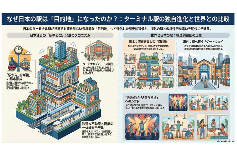 再開発が進む主要ターミナル駅, 私鉄が辿った別の道, 海外の駅は「通り過ぎる場」, 米国やアジアの駅の姿, つき詰めるほど、薄れていくもの