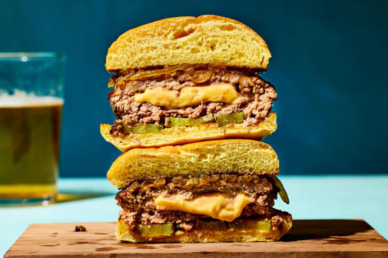 Grilled Burgers Stuffed with Pimiento Cheese, Super-Fast Classic Lasagna, Classic Meatloaf, Picadillo, Classic Beef Chili, Patty Melts with Charred Scallion–Chipotle Mayo, Beef and Cheese Red Chile Enchiladas, Bolognese Meat Sauce, Mini Potato, Steak, and Chorizo Pies, Ground Beef Bulgogi Sloppy Joes with Fiery Napa Slaw, Ground Beef Lasagna, Juicy Lucy Cheeseburger, Beef-and-Fonio Meatballs with Sweet Potato Stew, Lamb and Beef Burek, Poblanos Rellenos de Picadillo Dulce, Frito Pie, Gina Mae's Baked Beans, Baked Shells with Pesto, Mozzarella, and Meat Sauce, Japanese-Style Chili Burgers with Yuzu Mayo, Sogogi Oi Bokkeum (Korean Stir-Fried Cucumber and Beef), Tex-Mex Cavatappi, Grilled Meatballs with Mint and Za'atar, Garlic Beef and Onion Congee, Hamburger Helpa, Beef Keema, Mini Panamanian Beef Empanadas, Spiced Harissa Ragù with Tahini Yogurt, Beef and Vegetable Pot Pie with Cheddar Biscuits, Nachos in a Bag, Soboro Donburi (Gingery Ground Beef with Peas over Rice), Taco Dip, Hungarian Beef and Potato Soup, Thai-Style Beef Salad Over Angel Hair Pasta