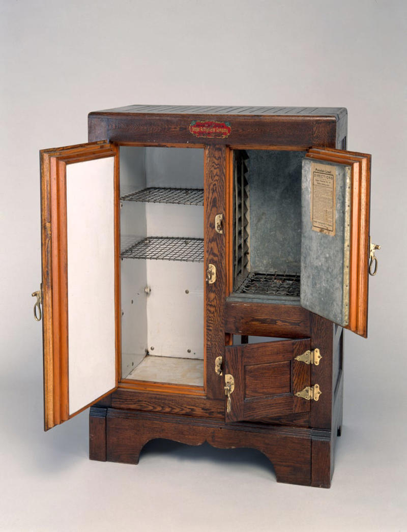 1. Butter Churn , 2. Ice Box, 3. Bread Box, 4. Jelly Mold , 5. Mayonnaise Whipper , 6. Countertop Milkshake Mixer , 7. Egg Scale , 8. Wall-Mounted Can Opener