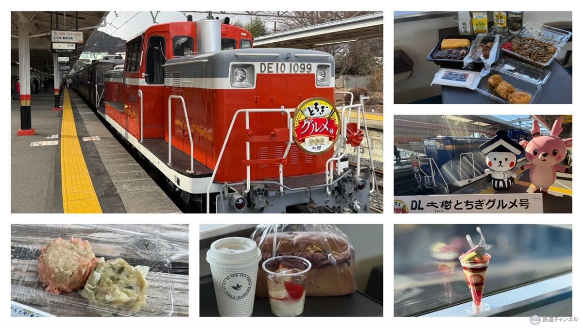 今回乗車した列車は？, 栃木駅でイベントを開催！ ホームではあのキャラがお見送り, 【栃木駅】いも入り焼きそばなど地元の人気グルメがずらり, かぬまシウマイの試食やベリーちゃんのおもてなしも！, 【新鹿沼駅】いちご尽くしのパフェや杏仁豆腐、名物パンも！, 【東武日光駅前】最後にいちごを試食！
