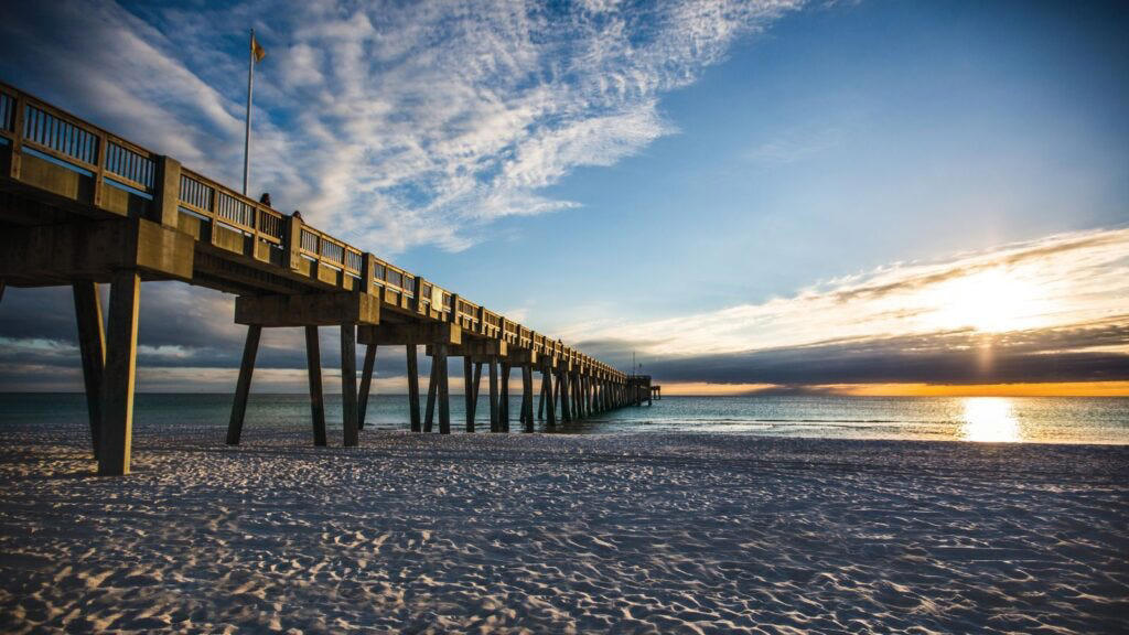 1. Clearwater Beach, 2. Siesta Beach, 3. Cocoa Beach Pier, 4. Anastasia State Park Beach, 5. Stuart Beach, 6. Red Reef Park, 7. Manatee Public Beach, 8. Fort De Soto Park, 9. Deerfield Beach, 10. Hollywood Beach, 11. Crandon Park Beach, 12. Clam Pass Park Beach, 13. Grayton Beach State Park, 14. Russell-Fields City Pier and Beach