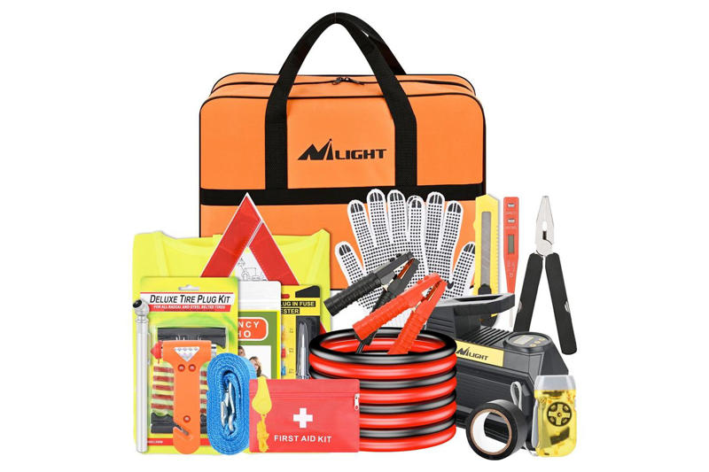 Expert-Approved Winter Car Emergency Picks, Winter Driving Tips from an Auto Expert, Nilight Essential Car Emergency Kit, Hulkman Alpha Ultra Red Jump Starter, Zonetech Heated Car Window Ice and Snow Scraper, Nilight Fuel Pressure Tester Kit, BoostHero Portable Car Battery Jump Starter, Limitless Innovations React 7-in-1 Vehicle Emergency Multi-Tool, Artizles Auto-Tightening Snow Chains