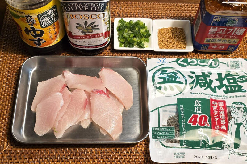 ■「ブリの濃厚ダレ和え」の材料, ■材料をすべて混ぜるだけ, ■最強のおつまみが完成, 【動画】ブリの濃厚ダレ和え