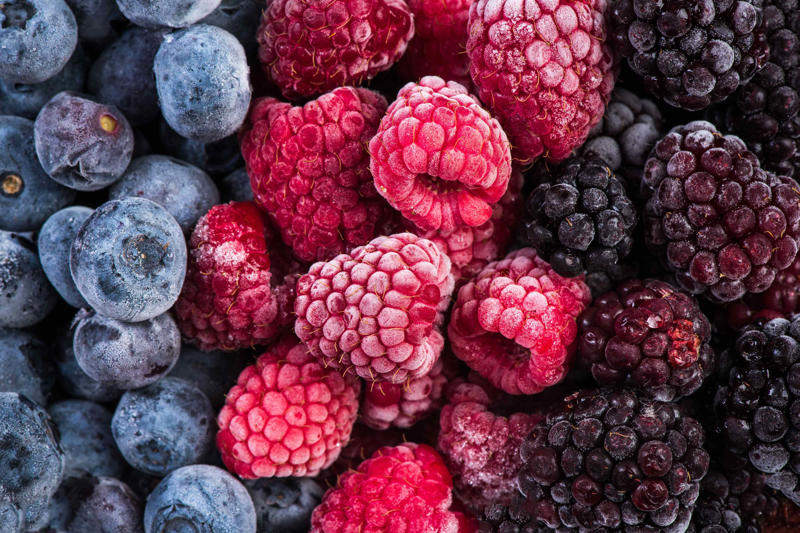 1. Berries , 3. Dark Sweet Cherries, 4. Dragon Fruit, 5. Mango Chunks