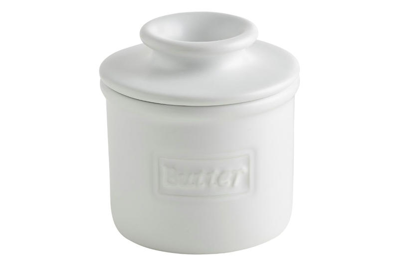 Best Non-Toxic Kitchen Swaps Overall, Butter Bell Ceramic Butter Crock, Ayiaren 12-Inch Teak Wood Spatula, Lane Linen 100% Cotton Kitchen Towels, Set of 12, Pyrex Essentials 3-Pack Glass Measuring Cups Set, De’Longhi 16.6-Ounce Thermal Glasses, Set of 2, Pyrex Simply Store Round Glass Food Storage Container, Le Creuset Stoneware 9-Inch Heritage Pie Dish, Tramontina Signature Tri-Ply Clad Stainless Steel 1.5-Quart Saucepan with Lid