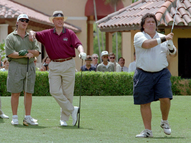 You might spot former presidents or celebrities playing in the Biltmore's 18 golf holes. Today, the hotel is loved by high-profile figures., Inside, the hotel has kept its original, century-old lobby., The lobby decorations match the hotel's historic, elevated vibe., The lobby also serves as a dining area for afternoon tea., Downstairs, the hotel's Fontana restaurant partially sits in an open-air courtyard., Fontana serves Italian-inspired dishes., Brandi's, the hotel's dark, moody bar, draws inspiration from the Biltmore's past., At the 600-gallon pool, there's poolside dining and nine private cabanas., The Biltmore's clubhouse is the center of events at the property., Next to the course are spaces for relaxing and socializing., Tucked in the clubhouse, there's also a members-only lounge.