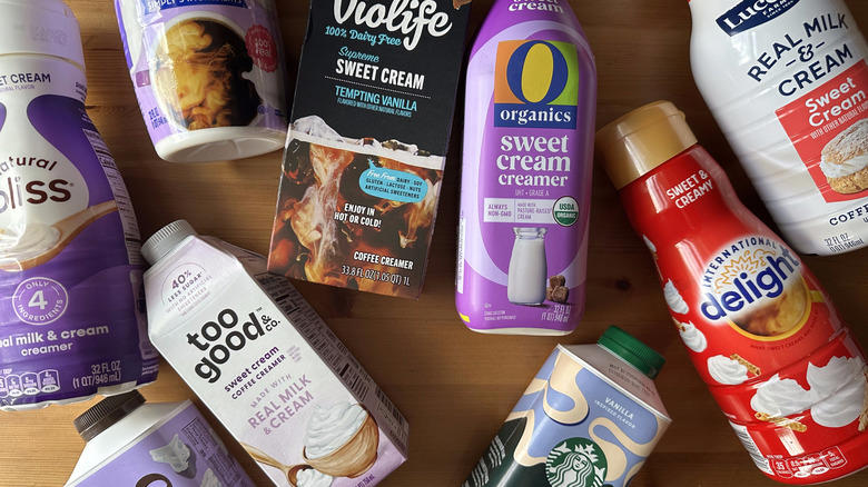 9. Violife Supreme Sweet Cream Tempting Vanilla Coffee Creamer, 8. Too Good &amp; Co. Sweet Cream Coffee Creamer, 7. Starbucks Vanilla Inspired Sweet Cream Coffee Creamer, 6. Chobani Sweet Cream Coffee Creamer, 5. International Delight Sweet and Creamy Coffee Creamer, 4. Lucerne Real Milk and Cream Sweet Cream Coffee Creamer, 3. Lactaid Sweet Cream Lactose Free Creamer, 2. O Organics Sweet Cream Coffee Creamer, 1. Natural Bliss Sweet Cream Coffee Creamer
