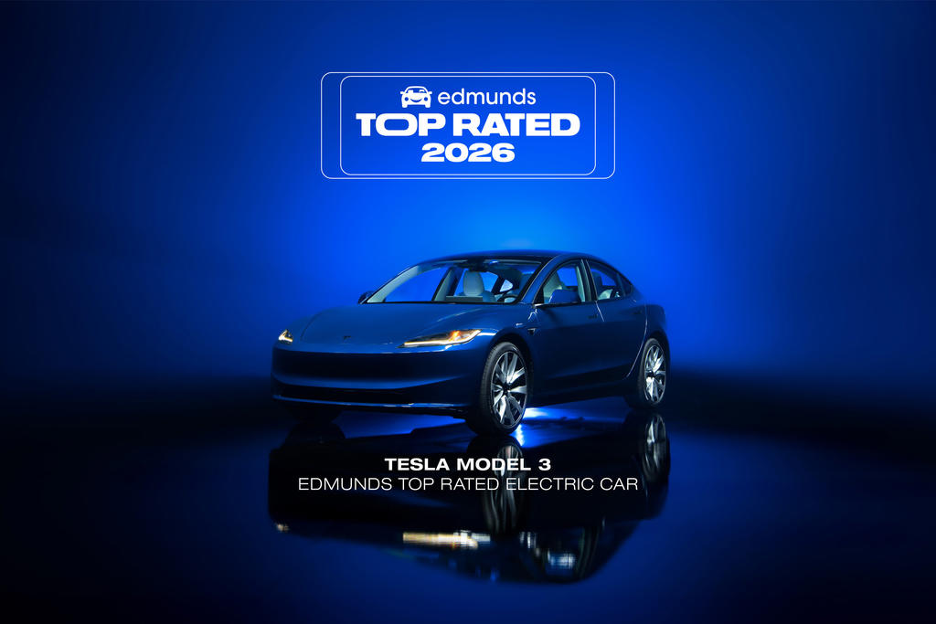 Edmunds Top Rated Car: Honda Civic Hybrid, Edmunds Top Rated Electric Car: Tesla Model 3, Edmunds Top Rated SUV: Hyundai Palisade Hybrid, Edmunds Top Rated Electric SUV: Hyundai Ioniq 5, Edmunds Top Rated Truck: Ford Maverick, Edmunds Top Rated Electric Truck: Rivian R1T