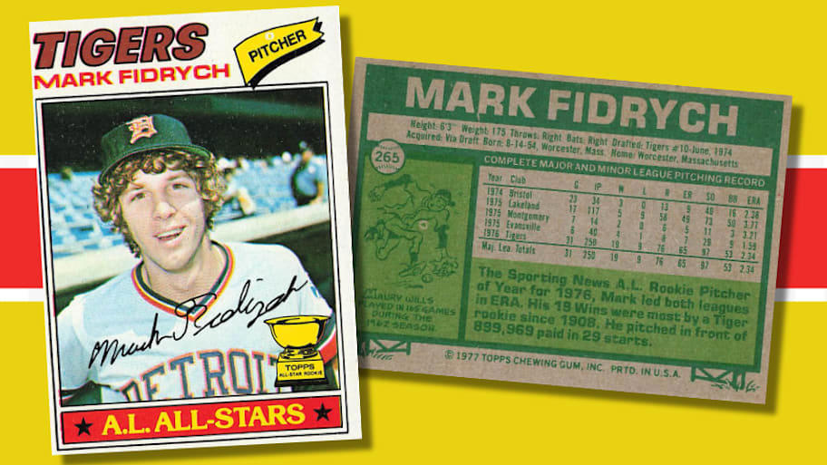 1976 Topps Traded Oscar Gamble, 1976 Topps Johnny Bench, 1977 Topps Mark Fidrych, 1978 Topps Reggie Jackson, 1983 Topps Traded Darryl Strawberry