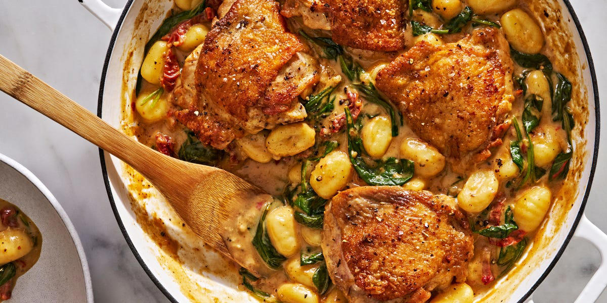 Mexican Corn & Chicken Bowls, Hawaiian Shoyu Chicken, Green Goddess Grilled Chicken, One-Pan Creamy Sun-Dried Tomato Chicken & Gnocchi, Grilled Coca-Cola Chicken, Sheet-Pan Miso Chicken & Sweet Potatoes, Chicken Shawarma Sheet-Pan Dinner, Butter Chicken, Creamy Chicken Dijon, Chicken Cacciatore, BBQ Sheet-Pan Chicken, Chicken & Dumplings, Brown Stew Chicken, Za'atar Sheet-Pan Chicken, Cacio E Pepe Chicken, Red Curry Chicken Thighs & Rice, Slow-Cooker Garlic-Parmesan Chicken, Greek Lemon-Butter Chicken & Smashed Potatoes, Peruvian-Style Chicken With Green Sauce, Tandoori Chicken, Jamaican Curry Chicken, Arroz Con Pollo