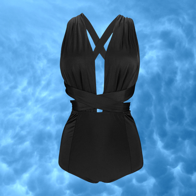 A period-friendly deep V one-piece swimsuit, An option from Amazon with insanely high reviews, A practical silhouette that's available in a slew of tropical colors, A surprisingly sexy full-coverage suit that protects against leaks, Or a similar option that reviewers say is just as good, A "freaking chic" one-piece that offers plenty of bust support, A strappy retro-style one-piece with splashes of skin, A square-neck shapewear suit that reviewers say "really delivers", A wrap tie suit with a cheeky cutout, That one you've seen all over Instagram that offers sculpting compression, A Riot Swim suit that is as cool as it is timeless, An MBM Aspire swimsuit, Related...