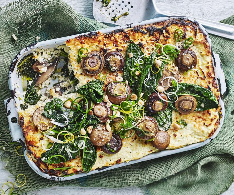 Pumpkin and goat’s cheese lasagne with rocket and pepita , Lentil and kale skillet lasagne , Vegetable lasagne , Char-grilled zucchini and lentil lasagne , Roast pumpkin and spinach lasagne , Cottage cheese lasagne