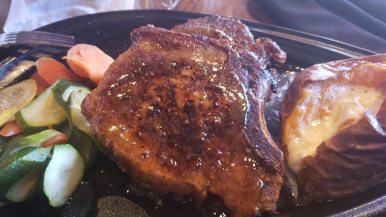 Grilled Pork Chops at Texas Roadhouse, Prime Pork Chops at Saltgrass Steak House, Caramel Mustard Glazed Pork Chops at Outback Steakhouse, Mesquite Grilled Pork Chops at Logan's Roadhouse, Double Cut Pork Chop at Fogo de Chão, Tuscan-Grilled Pork Chop at Carrabba's Italian Grill, Double-Thick Pork Rib Chop at Fleming's Prime Steakhouse, Methodology