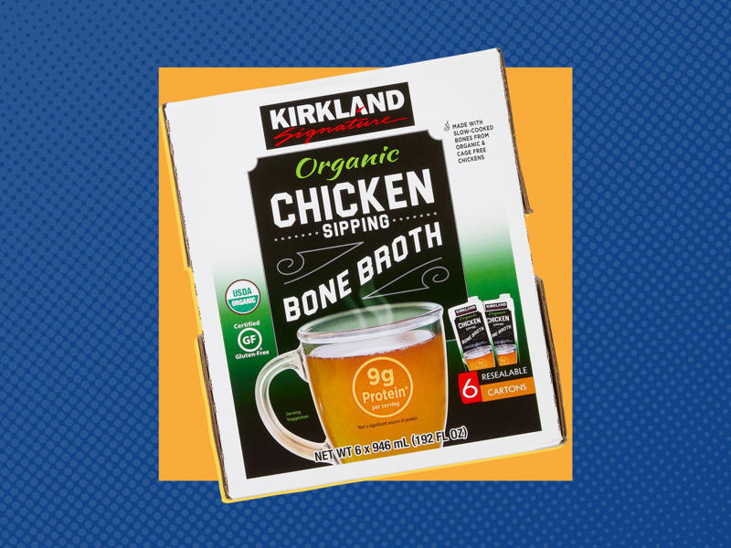 6 Items Costco Shoppers Always Buy, According to Reddit, Chobani Greek Yogurt, Waterloo Sparkling Water, Kirkland Signature Coastal Aged Cheddar Cheese, Kirkland Signature Organic Chicken Sipping Bone Broth , Kirkland Signature Organic Whole Unsalted Cashews , Binggrae Samanco Frozen Dairy Desserts