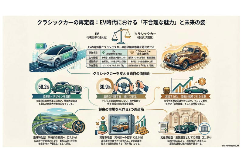 クラシックカー市場の構造転換, 効率と情緒の分岐, 規制と保存の緊張, コミュニティという基盤
