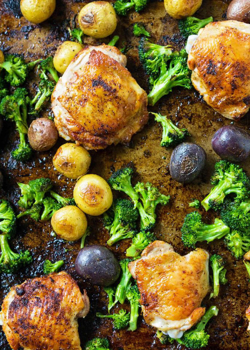 Sheet Pan Chicken with Asparagus and Potatoes, Grandma Pizza, Roasted Eggplant and Butternut Squash with Tahini-Yogurt Sauce, Greek-Style Roast Chicken, Sheet Pan Salmon With Feta Sauce, Sheet Pan Gnocchi With Mushrooms, Sausage, and Kale, Honey Roasted Chicken Thighs with Potatoes, Apples, and Shallots, Easy Asparagus Tart, Sheet Pan Sausage, Peppers, and Onions, Sheet Pan Biftekia with Lemony Potato Wedges, Loaded Sheet Pan Nachos, Sheet Pan Salmon With Asparagus, Sheet Pan Chicken with Roasted Broccoli and Potatoes, Meat Lovers' Sheet Pan Pizza, Loaded Sheet Pan Quesadillas, Salmon with Potatoes and Pesto