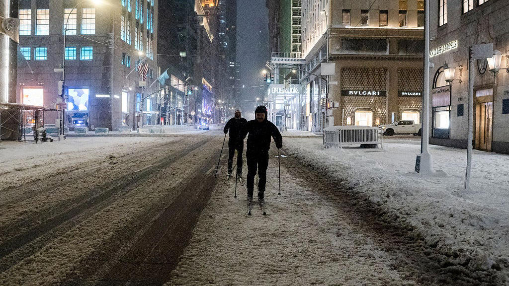 (05:51 p.m. EST) What To Expect Overnight, (05:27 p.m. EST) Power Outages Begin To Fall, (05:13 p.m. EST) Blizzard Warnings Expire For New York City, (04:58 p.m. EST) Every NYC Street Has Seen A Plow, (04:41 p.m. EST) Boston Ready For All Terrain, (04:20 p.m. EST) New Snapshots Of The Storm, (03:57 p.m. EST) Massachusetts Under Travel Ban, (03:38 p.m. EST) Providence Sees Snowiest Days On Record, (03:19 p.m. EST) Power Poles Snapped On Nantucket, (03:00 p.m. EST) Crashes Mount In Maryland, (02:41 p.m. EST) Snow Hammers Boston, New York City, (02:20 p.m. EST) How Does A Bomb Cyclone Compare To A Hurricane?, (02:02 p.m. EST) NYC Schools To Reopen, (01:46 p.m. EST) For The Record, (01:27 p.m. EST) Updated Snowfall Totals, (01:05 p.m. EST) Two Killed In Winter Storm-Related Wreck, (12:48 p.m. EST) Domino Effect At Airports Nationwide, (11:58 a.m. EST) New Photos Sum Up Travel Hazards, (11:43 a.m. EST) Three More Rounds?, (11:24 a.m. EST) Emergency Shovelers Turn Out In Force, (11:01 a.m. EST) Power Outages Top 650,000, (10:43 a.m. EST) 6 Hours, Nonstop Snow, (10:22 a.m. EST) Central Park In 15+ Inches Of Snow, (09:56 a.m. EST) Eat Your Heart Out, Abbey Road, (09:32 a.m. EST) New Jersey Travel Restriction Extended, (09:11 a.m. EST) Watch Winter Storm Hernando On Satellite, (08:47 a.m. EST) 500,000 Homes, Businesses Now Without Power, (08:36 a.m. EST) School Closings: NYC, Boston And Many More, (08:18 a.m. EST) The Two-Plus-Foot Club Has Been Established, (08:12 a.m. EST) How Much More Snow?, (07:58 a.m. EST) NYC’s Heaviest Since The Pandemic, (07:37 a.m. EST) Skiing Fifth Avenue, (07:25 a.m. EST) New Snow Totals For Major NYC Landmarks, (07:12 a.m. EST) Impressive Snow Rates, (06:58 a.m. EST) Thundersnow!!!, (06:50 a.m. EST) Tree Damage In King Of Prussia, Pennsylvania, (06:41 a.m. EST) Top Wind Gusts This Morning, (06:27 a.m. EST) Here Comes The Peak Of The Storm, (06:06 a.m. EST) Flight Cancellations Surge Past 10,000, (05:55 a.m. EST) We’re Dealing With 'Heart-Attack Snow', (05:17 a.m. EST) It's Officially A Bomb Cyclone, (05:00 a.m. EST) Scenes From A Snow-Dusted Times Square, (04:39 a.m. EST) Power Outages Spike To More Than 250,000, (04:15 a.m. EST) Top Snow Totals To Start The Morning