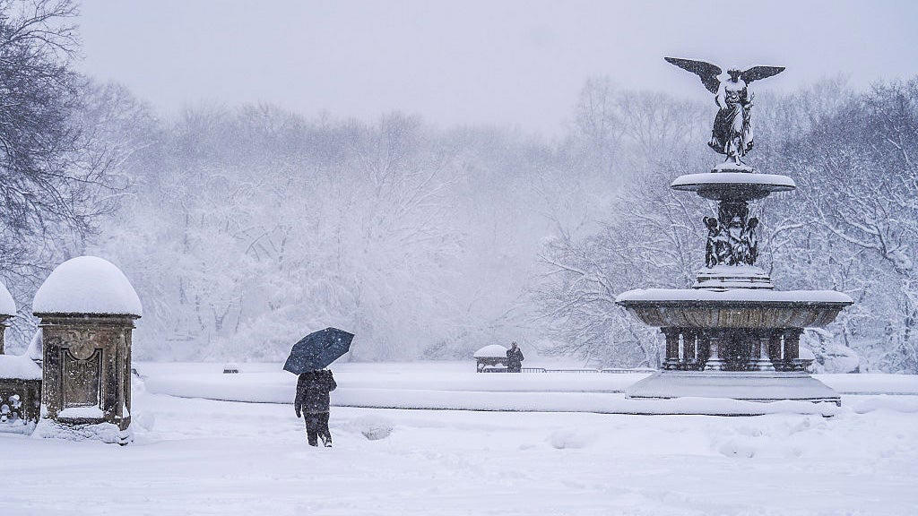 (05:51 p.m. EST) What To Expect Overnight, (05:27 p.m. EST) Power Outages Begin To Fall, (05:13 p.m. EST) Blizzard Warnings Expire For New York City, (04:58 p.m. EST) Every NYC Street Has Seen A Plow, (04:41 p.m. EST) Boston Ready For All Terrain, (04:20 p.m. EST) New Snapshots Of The Storm, (03:57 p.m. EST) Massachusetts Under Travel Ban, (03:38 p.m. EST) Providence Sees Snowiest Days On Record, (03:19 p.m. EST) Power Poles Snapped On Nantucket, (03:00 p.m. EST) Crashes Mount In Maryland, (02:41 p.m. EST) Snow Hammers Boston, New York City, (02:20 p.m. EST) How Does A Bomb Cyclone Compare To A Hurricane?, (02:02 p.m. EST) NYC Schools To Reopen, (01:46 p.m. EST) For The Record, (01:27 p.m. EST) Updated Snowfall Totals, (01:05 p.m. EST) Two Killed In Winter Storm-Related Wreck, (12:48 p.m. EST) Domino Effect At Airports Nationwide, (11:58 a.m. EST) New Photos Sum Up Travel Hazards, (11:43 a.m. EST) Three More Rounds?, (11:24 a.m. EST) Emergency Shovelers Turn Out In Force, (11:01 a.m. EST) Power Outages Top 650,000, (10:43 a.m. EST) 6 Hours, Nonstop Snow, (10:22 a.m. EST) Central Park In 15+ Inches Of Snow, (09:56 a.m. EST) Eat Your Heart Out, Abbey Road, (09:32 a.m. EST) New Jersey Travel Restriction Extended, (09:11 a.m. EST) Watch Winter Storm Hernando On Satellite, (08:47 a.m. EST) 500,000 Homes, Businesses Now Without Power, (08:36 a.m. EST) School Closings: NYC, Boston And Many More, (08:18 a.m. EST) The Two-Plus-Foot Club Has Been Established, (08:12 a.m. EST) How Much More Snow?, (07:58 a.m. EST) NYC’s Heaviest Since The Pandemic, (07:37 a.m. EST) Skiing Fifth Avenue, (07:25 a.m. EST) New Snow Totals For Major NYC Landmarks, (07:12 a.m. EST) Impressive Snow Rates, (06:58 a.m. EST) Thundersnow!!!, (06:50 a.m. EST) Tree Damage In King Of Prussia, Pennsylvania, (06:41 a.m. EST) Top Wind Gusts This Morning, (06:27 a.m. EST) Here Comes The Peak Of The Storm, (06:06 a.m. EST) Flight Cancellations Surge Past 10,000, (05:55 a.m. EST) We’re Dealing With 'Heart-Attack Snow', (05:17 a.m. EST) It's Officially A Bomb Cyclone, (05:00 a.m. EST) Scenes From A Snow-Dusted Times Square, (04:39 a.m. EST) Power Outages Spike To More Than 250,000, (04:15 a.m. EST) Top Snow Totals To Start The Morning