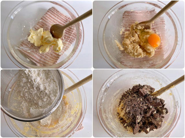【ゴロっと大きめに砕くのです】, 【チョコチップ→ブラックサンダーにチェンジ】, 【サイズ違いで焼いてみた】, 【30gおすすめです！】