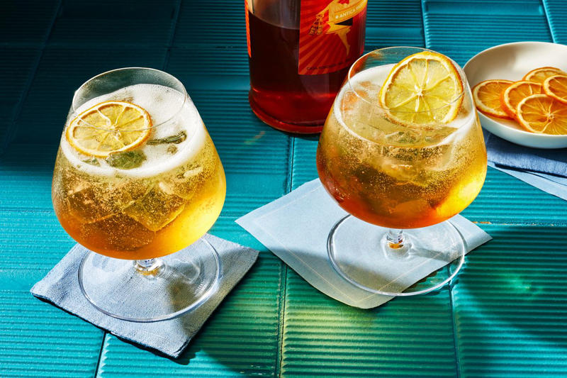 Spiced Pear Spritz, Bitter Lemon Spritz, Orange-Cinnamon Amaro Spritz, Meletti Spritz, Coconut Water Mezcal Spritz, Contratto Spritz, Earl Grey–Aquavit Spritz, Blackberry Red Wine Spritz, Espresso Spritz