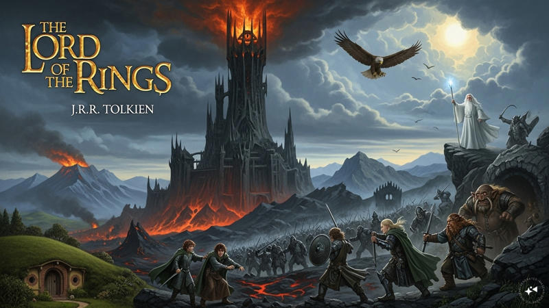 The Lord of the Rings, written by John Ronald Reuel Tolkien, is an epic high fantasy novel set in Middle-earth. It was published in three volumes. (Image: AI Generated)