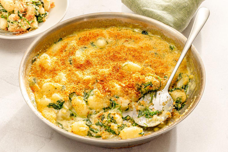 Small-Batch Wisconsin Booyah, Sugar Cookie Bars, One-Pan Garlic Butter Shrimp Pasta, Easy Cottage Cheese Muffins, Broccoli Crunch Salad, One-Bowl Lemon Snack Cake, Creamy Spinach Gnocchi Gratin, Lemon Chicken Orzo Soup, Slow Cooker Meatloaf, Beef Barley Soup