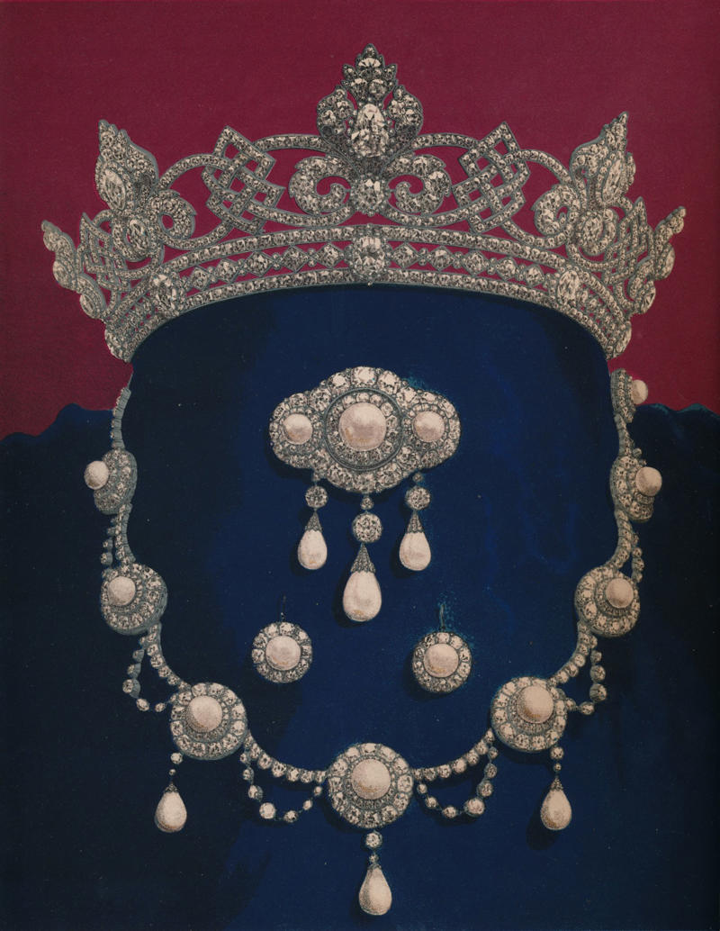 Some are hundreds of years old., The Oriental Circlet Tiara, Queen Mary of Denmark's Engagement Ring, The Coronation Spoon, Queen Elizabeth's Three Stranded Pearls, Prince Albert's Sapphire Brooch, Queen Maxima of the Netherland's Engagement Ring, The Girls of Great Britain and Ireland Tiara, Meghan Markle's Engagement Ring, The Nizam of Hyderabad Diamond Necklace, The Vladimir Circle Tiara, Queen Elizabeth's Engagement Ring, Grace Kelly's Engagement Ring, Collingwood Diamond and Pearl Earrings, Queen Elizabeth's Brooch, Queen Alexandra Parure, The Black Orlov Diamond, Queen Mary Fringe Tiara, Bahrain Pearl Diamond Drop Earrings, The Missing Lozenge Bandeau, Princess Diana's Engagement Ring, The Sovereign’s Scepter, Lover's Knot Tiara, The Crown of Queen Elizabeth the Queen Mother, The French Crown Jewels, Regent Diamond, The Kokoshnik Tiara, Cartier Halo Tiara, The Savoy Jewels, The Imperial State Crown