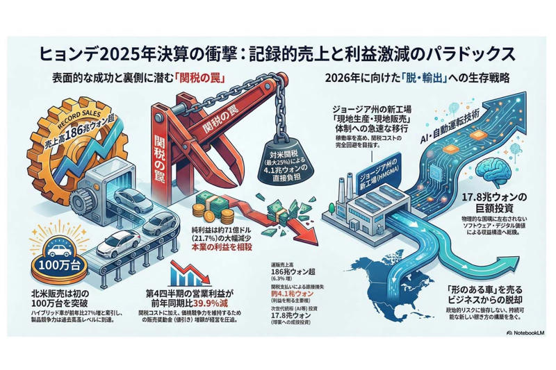 関税の津波に飲まれた好調, 第4四半期の二重苦, 北米100万台の光と影, 2026年の逆襲シナリオ, 日本メーカーへの警告