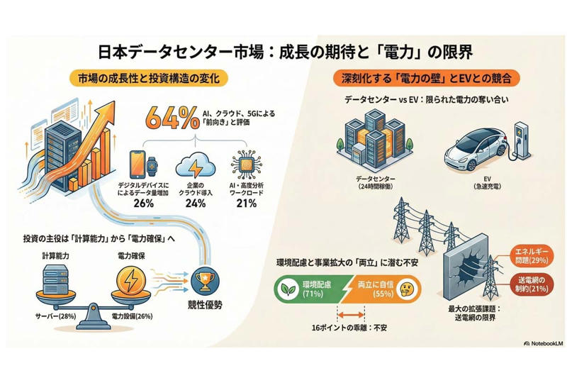 データセンターとEVの電力争奪, 同じ資源の奪い合い, 持続可能性71%の裏側, 産業間調整という課題, 末梢組織としての車