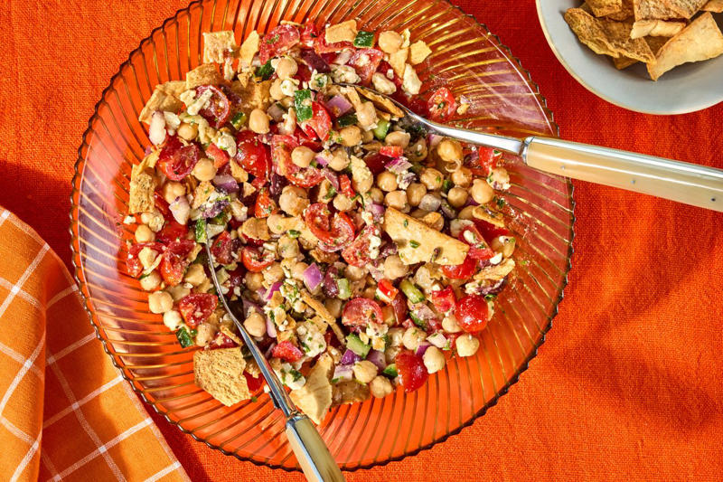 Loaded Chopped Taco Salad Bowl, Chopped Italian Chickpea Salad, Chopped Broccoli & Chickpea Salad, Chopped Salad with Italian Vinaigrette, Chickpea Chopped Salad with Pita Chips, Crunchy Chopped Salad, Copycat California Pizza Kitchen BBQ Chicken Chopped Salad, Chopped Salad with Chickpeas, Olives & Feta, Chopped Salad with Chickpeas, Mozzarella & Olives, Eat-the-Rainbow Chopped Salad with Basil & Mozzarella