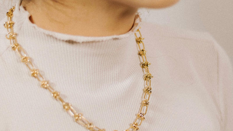 1. Classic Gold Hoop Earrings, 2. A Delicate Gold Chain Necklace, 3. Gold Stud Earrings, 4. A Gold Pendant Necklace, 5. A Gold Cuff Bracelet, 6. A Gold Signet Ring, 7. A Gold Layered Necklace Set, 8. A Gold Anklet, 9. A Gold Watch, 10. A Gold Chain Bracelet, 1. Sculptural Drop Earrings, 2. A Wide Gold Bangle, 3. A Gold Collar Necklace, 4. Statement Pearl-and-Gold Earrings, 5. A Chunky Gold Chain Necklace, 6. A Gold Cocktail Ring, 7. A Gold Brooch or Pin, 8. Gold Ear Cuffs, 9. A Two-Tone Gold Necklace, 10. A Gold Hair Accessory