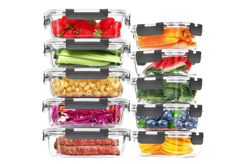 OXO Good Grips Little Salad and Herb Spinner , Kahuna Gear Saladzilla Collapsible Salad Spinner , Pyrex Storage Plus 7-Cup Round Glass Food Storage Dishes, Set of 2 , Skroam Glass Meal Prep Containers, Set of 10 , Vejibag Organic Cotton Crisper Bag , Cottify Reusable Cotton Mesh Produce Bags