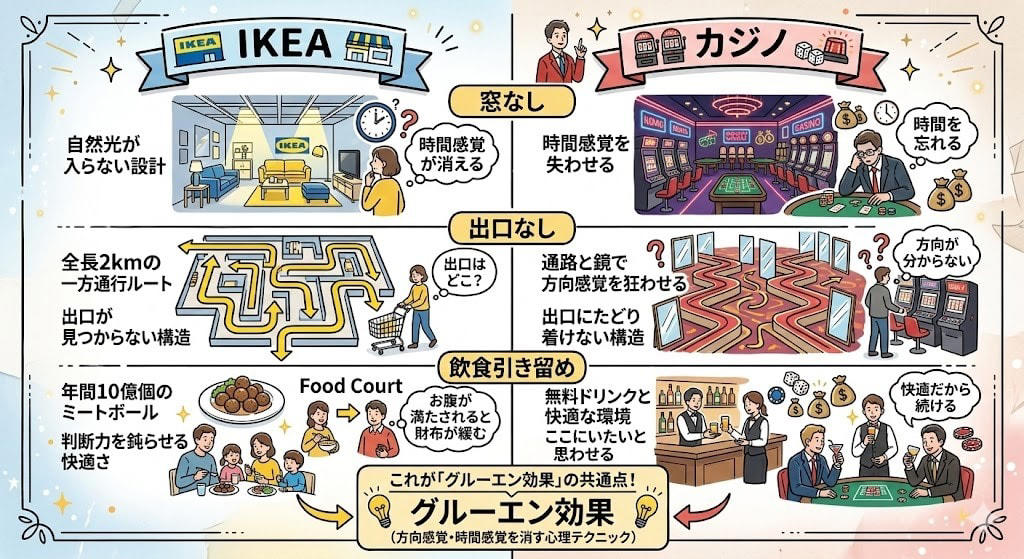 この記事で学べること, 買うつもりのなかったモノがカゴに入る店, 8ドルと英語ゼロでアメリカに降り立った建築家, 「広場」を作りたかった男が作ってしまったもの, 普通の店は約3割しか見せない。IKEAはほぼ100%, 「安いしまあいっか」の罠, ミートボールは最高のソファセールスマン, IKEAとカジノが使う同じ心理テクニック, 「あのろくでなし開発への養育費は払わない」, 世界最強の仕掛けが日本で効かん3つの理由, カルフールは4年で逃げた, まとめ：仕組みは「前提条件」とセットで動く